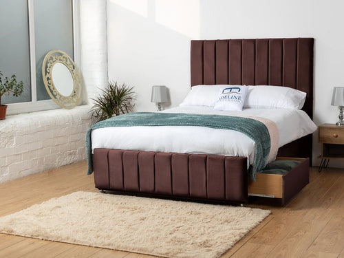 Richland Vertical Panel Divan Bed Set with Storage Drawers, Floor Standing Headboard & Footboard