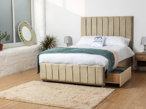 Richland Vertical Panel Divan Bed Set with Storage Drawers, Floor Standing Headboard & Footboard