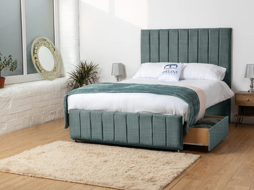 Richland Vertical Panel Divan Bed Set with Storage Drawers, Floor Standing Headboard & Footboard