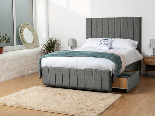 Richland Vertical Panel Divan Bed Set with Storage Drawers, Floor Standing Headboard & Footboard