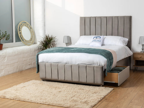 Richland Vertical Panel Divan Bed Set with Storage Drawers, Floor Standing Headboard & Footboard