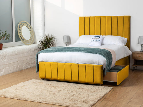 Richland Vertical Panel Divan Bed Set with Storage Drawers, Floor Standing Headboard & Footboard