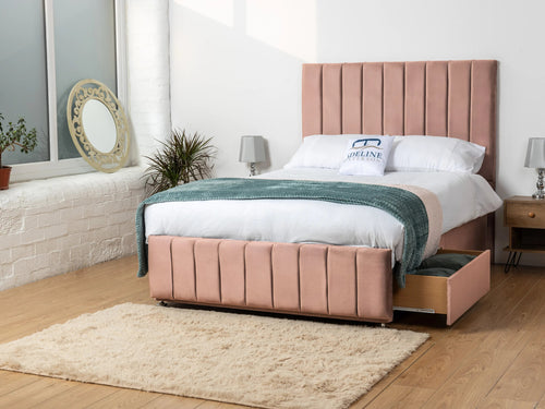 Richland Vertical Panel Divan Bed Set with Storage Drawers, Floor Standing Headboard & Footboard