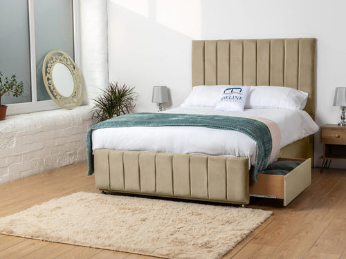 Richland Vertical Panel Divan Bed Set with Storage Drawers, Floor Standing Headboard & Footboard