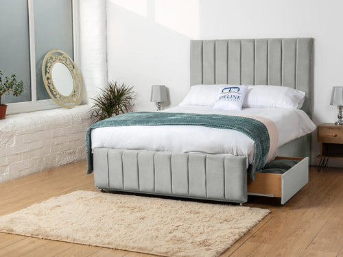 Richland Vertical Panel Divan Bed Set with Storage Drawers, Floor Standing Headboard & Footboard