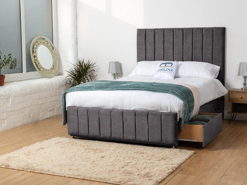 Richland Vertical Panel Divan Bed Set with Storage Drawers, Floor Standing Headboard & Footboard