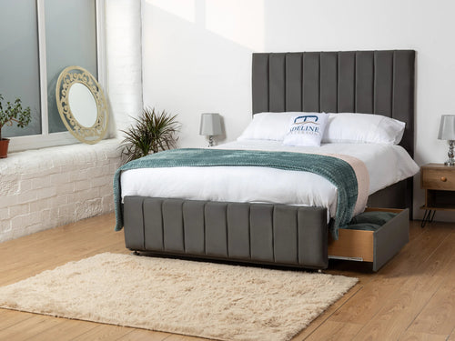Richland Vertical Panel Divan Bed Set with Storage Drawers, Floor Standing Headboard & Footboard