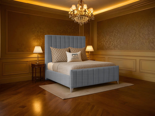 Richmond Vertical Channel Wingback Upholstered Bed Set with Floor Standing Headboard, Footboard & Storage Upgrade Option