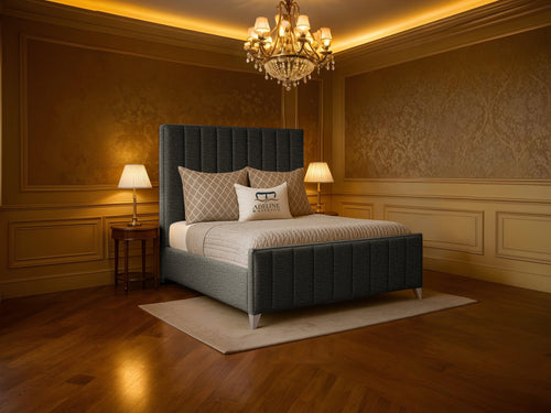 Richmond Vertical Channel Wingback Upholstered Bed Set with Floor Standing Headboard, Footboard & Storage Upgrade Option