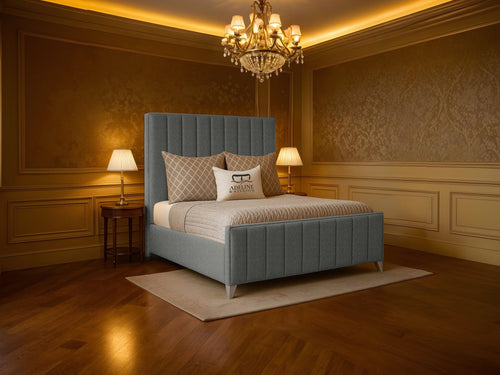 Richmond Vertical Channel Wingback Upholstered Bed Set with Floor Standing Headboard, Footboard & Storage Upgrade Option