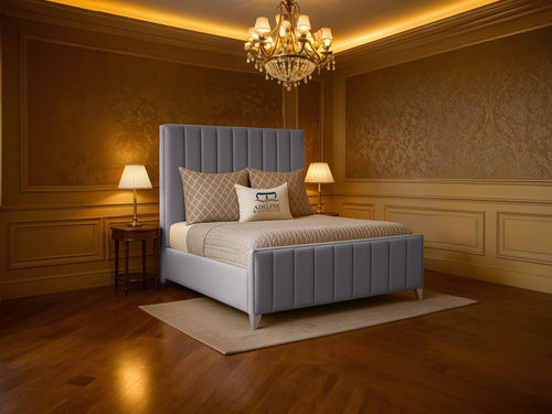 Richmond Vertical Channel Wingback Upholstered Bed Set with Floor Standing Headboard, Footboard & Storage Upgrade Option