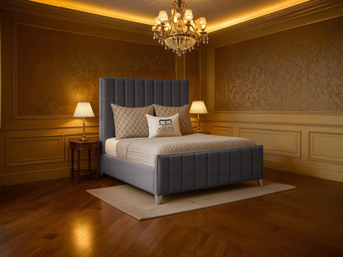 Richmond Vertical Channel Wingback Upholstered Bed Set with Floor Standing Headboard, Footboard & Storage Upgrade Option