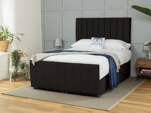 Rochester Vertical Channel Ottoman End Lift Storage Bed Set with Floor Standing Headboard & Footboard