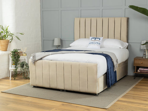 Rochester Vertical Channel Ottoman End Lift Storage Bed Set with Floor Standing Headboard & Footboard