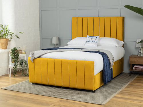 Rochester Vertical Channel Ottoman End Lift Storage Bed Set with Floor Standing Headboard & Footboard