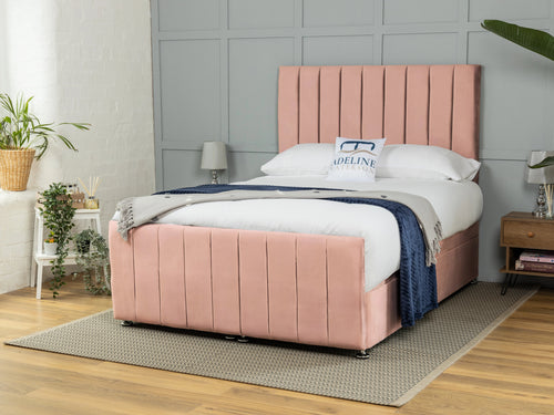 Rochester Vertical Channel Ottoman End Lift Storage Bed Set with Floor Standing Headboard & Footboard