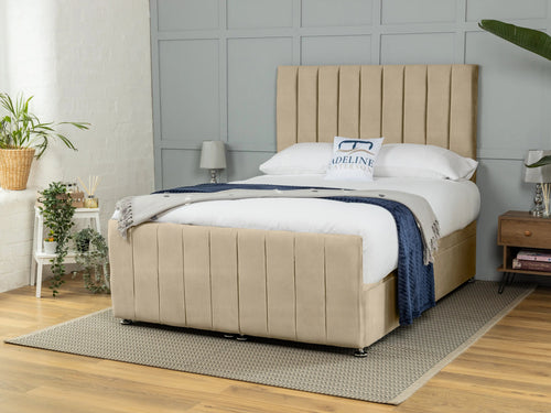 Rochester Vertical Channel Ottoman End Lift Storage Bed Set with Floor Standing Headboard & Footboard