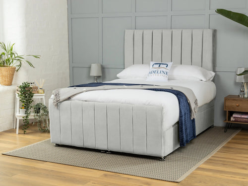 Rochester Vertical Channel Ottoman End Lift Storage Bed Set with Floor Standing Headboard & Footboard