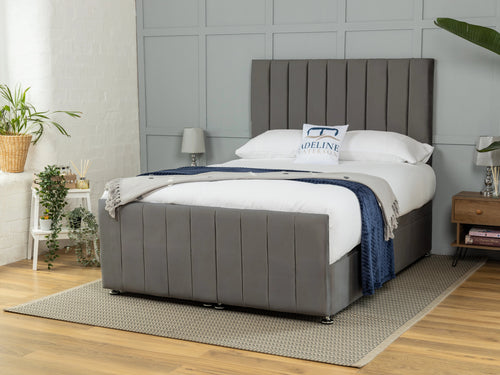 Rochester Vertical Channel Ottoman End Lift Storage Bed Set with Floor Standing Headboard & Footboard