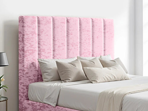 Sarah Vertical Channel Wingback Upholstered Bed Set with Floor Standing Headboard, Footboard & Storage Upgrade Option