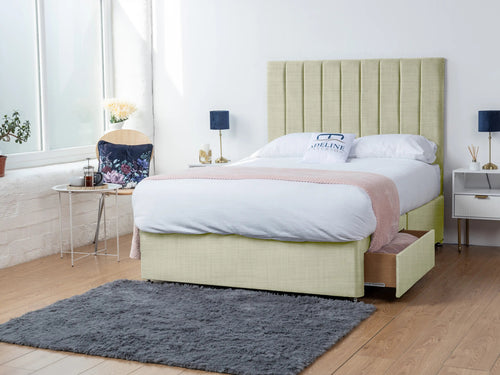 Serena Vertical Channel Divan Bed Set with Storage Drawers, Floor Standing Headboard & Footboard