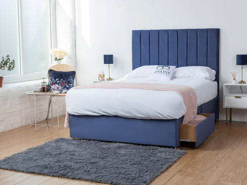 Serena Vertical Channel Divan Bed Set with Storage Drawers, Floor Standing Headboard & Footboard