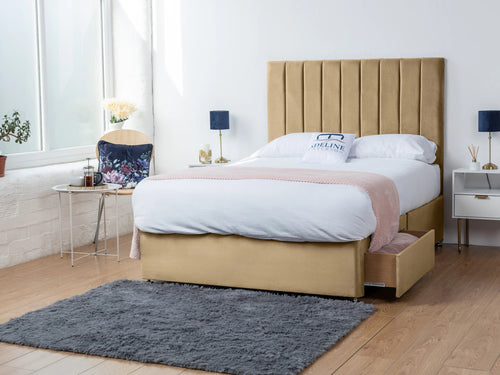 Serena Vertical Channel Divan Bed Set with Storage Drawers, Floor Standing Headboard & Footboard