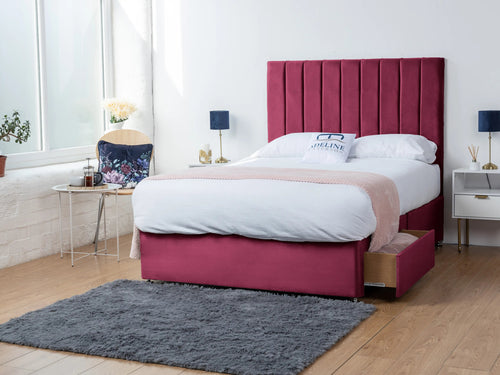 Serena Vertical Channel Divan Bed Set with Storage Drawers, Floor Standing Headboard & Footboard
