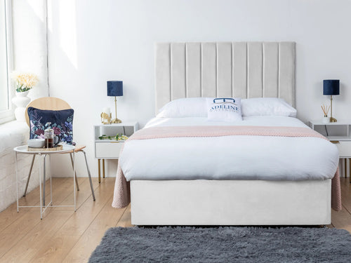 Serena Vertical Channel Divan Bed Set with Storage Drawers, Floor Standing Headboard & Footboard