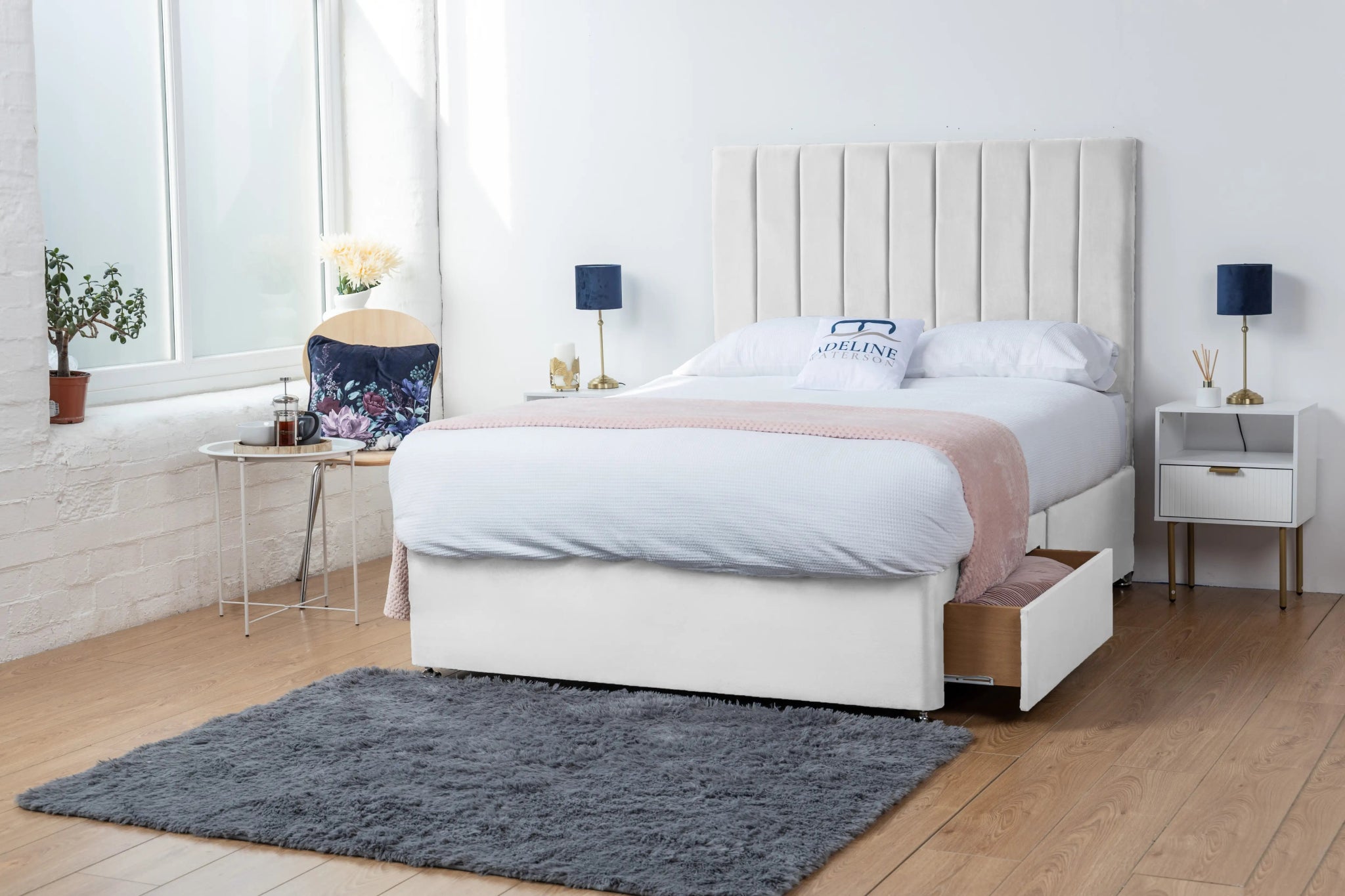 Serena Divan Bed - Silver Chenile - Adeline Waterson