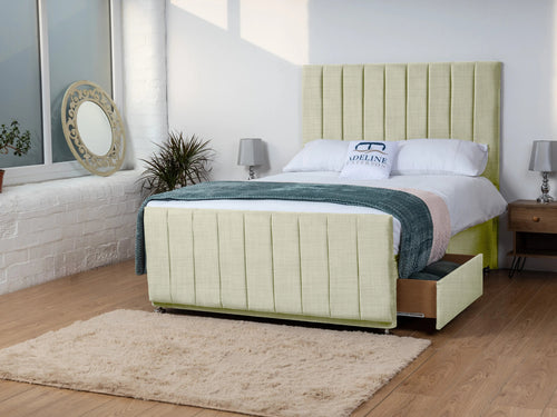 Sierra Vertical Channel Divan Bed Set with Storage Drawers, Floor Standing Headboard & Footboard