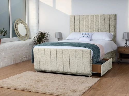 Sierra Vertical Channel Divan Bed Set with Storage Drawers, Floor Standing Headboard & Footboard