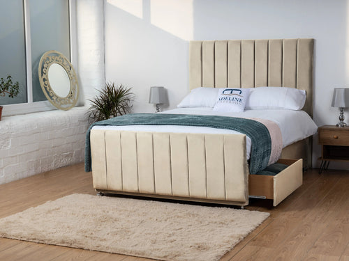 Sierra Vertical Channel Divan Bed Set with Storage Drawers, Floor Standing Headboard & Footboard