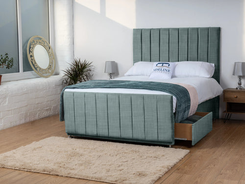 Sierra Vertical Channel Divan Bed Set with Storage Drawers, Floor Standing Headboard & Footboard