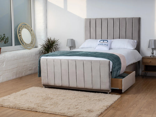 Sierra Vertical Channel Divan Bed Set with Storage Drawers, Floor Standing Headboard & Footboard