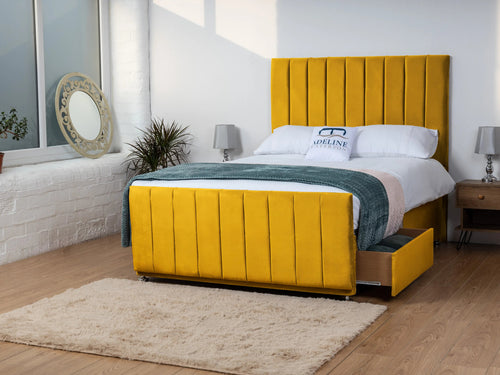 Sierra Vertical Channel Divan Bed Set with Storage Drawers, Floor Standing Headboard & Footboard
