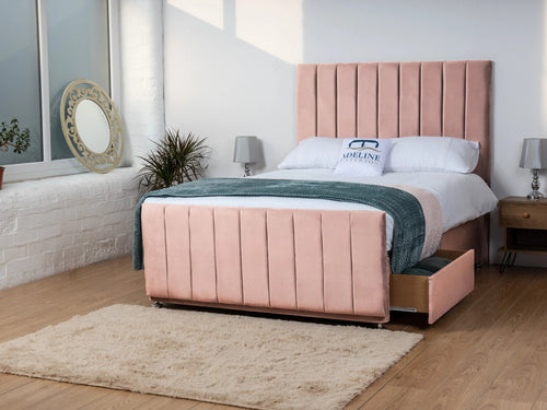 Sierra Vertical Channel Divan Bed Set with Storage Drawers, Floor Standing Headboard & Footboard