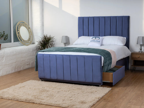 Sierra Vertical Channel Divan Bed Set with Storage Drawers, Floor Standing Headboard & Footboard