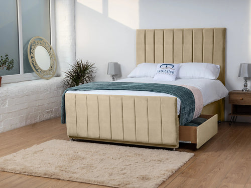 Sierra Vertical Channel Divan Bed Set with Storage Drawers, Floor Standing Headboard & Footboard