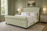 The Stirling Wing Chesterfield Sleigh Bed in Almond Coniston