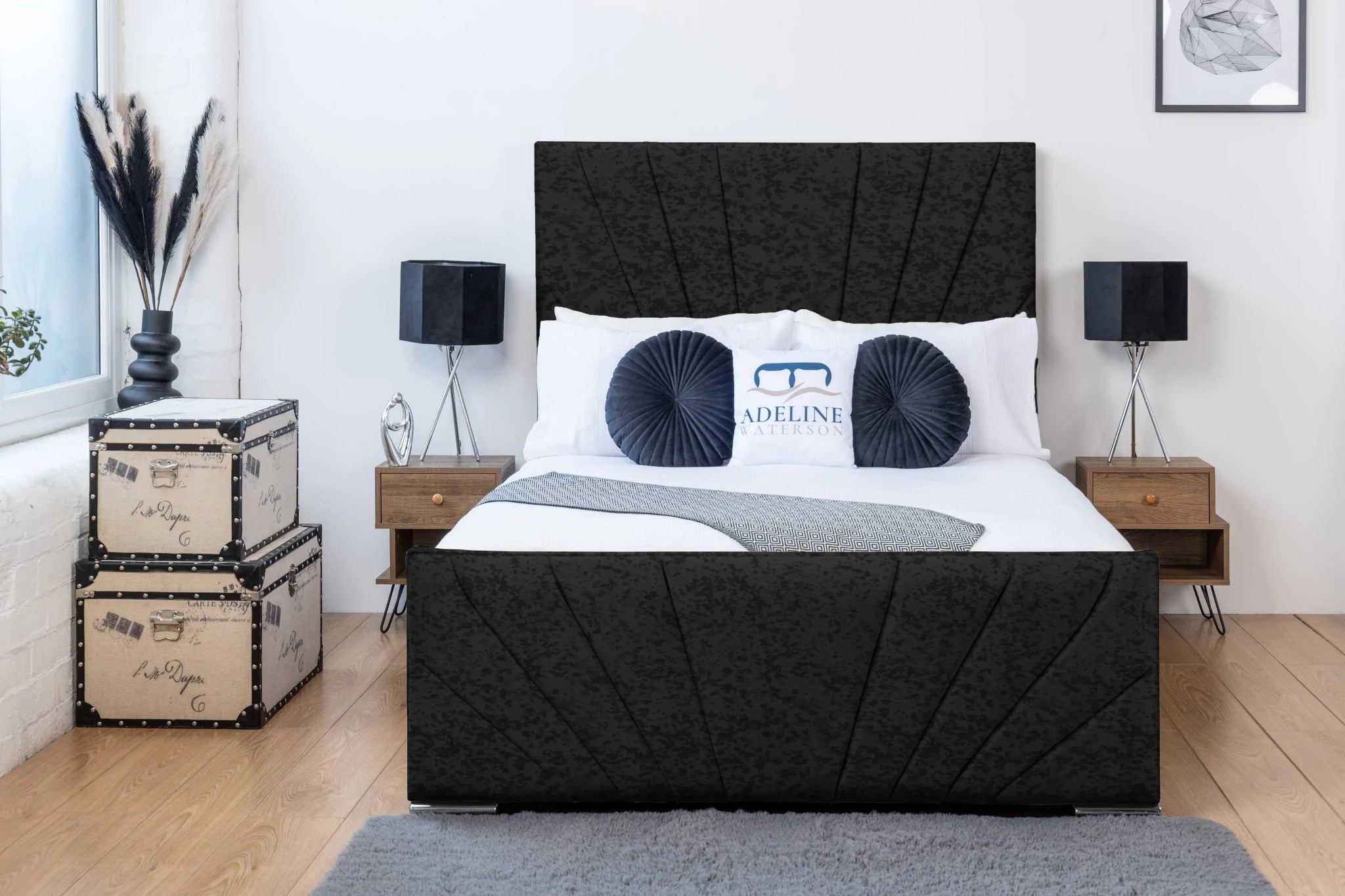 Sydney Upholstered Bed - Ice silver Crushed - Adeline Waterson