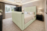 Almond Ashton Fine Vertical Channel Storage TV Bed 54"