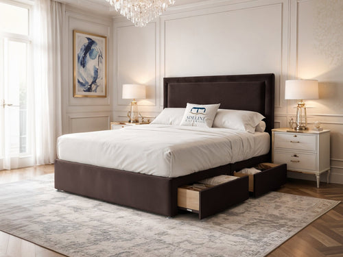 Belgravia Bordered Wingback Divan Bed Set with Storage Drawers, Floor Standing Headboard & Footboard