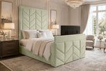 Almond Chevron Luxe Storage TV Bed 60"