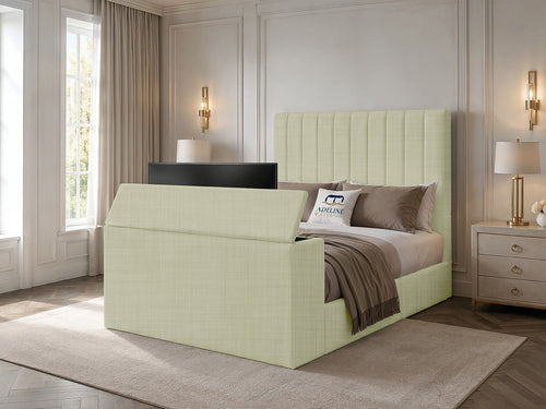 Claridge Vertical Channel Storage TV Bed Set with End Lift – 48" Floor Standing Headboard