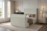 Cream Naples - Claridge Vertical Channel Storage TV Bed Set with End Lift – 48" Floor Standing Headboard