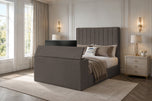 Silver Chenille - Claridge Vertical Channel Storage TV Bed Set with End Lift – 48" Floor Standing Headboard