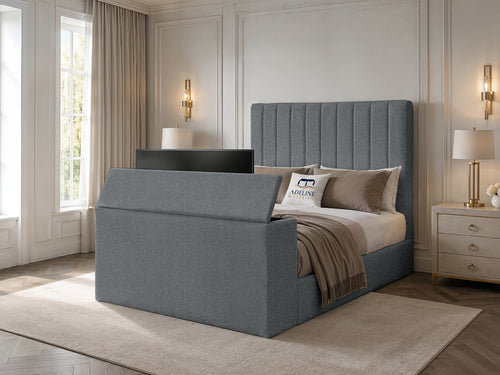 Claridge Vertical Channel Storage TV Bed Set with End Lift – 60" Floor Standing Headboard