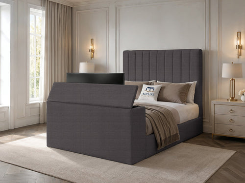Claridge Vertical Channel Storage TV Bed Set with End Lift – 60" Floor Standing Headboard