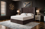 Mocha Duchess Button-Tufted Wingback Divan Bed